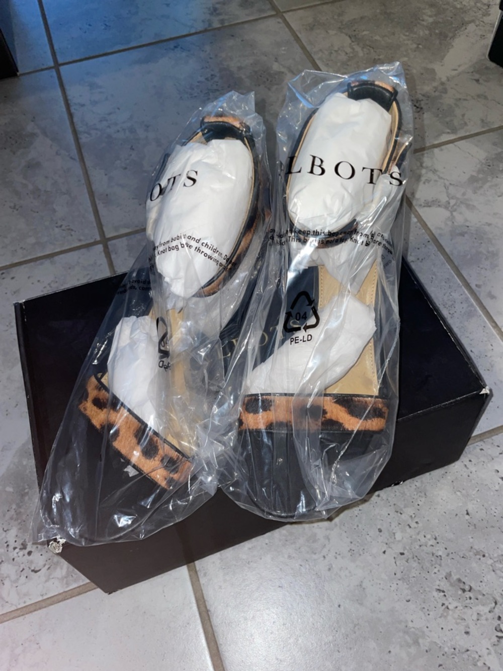 Talbots never opened heel in black with Leopard Accent